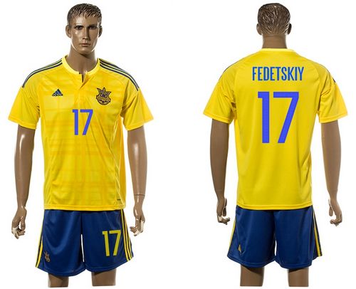 Ukraine #17 Fedetskiy Home Soccer Country Jersey