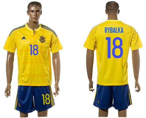 Ukraine #18 Rybalka Home Soccer Country Jersey