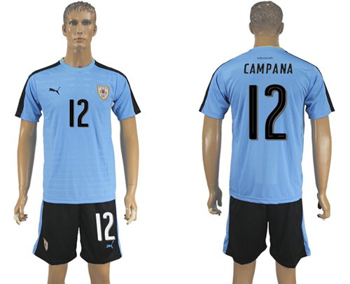 Uruguay #12 Campana Home Soccer Country Jersey