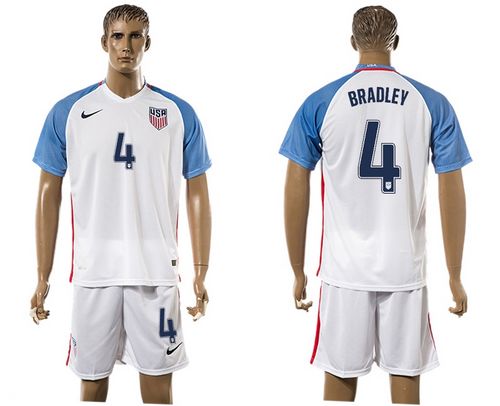 USA #4 Bradley Home Soccer Country Jersey