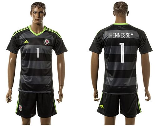 Wales #1 Hennessey Black Away Soccer Club Jersey