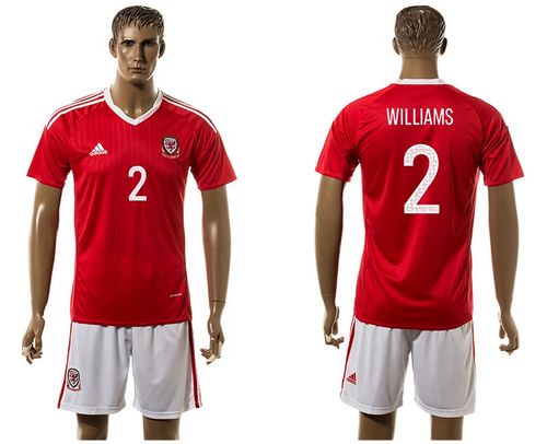 Wales #2 Williams Red Home Soccer Club Jersey