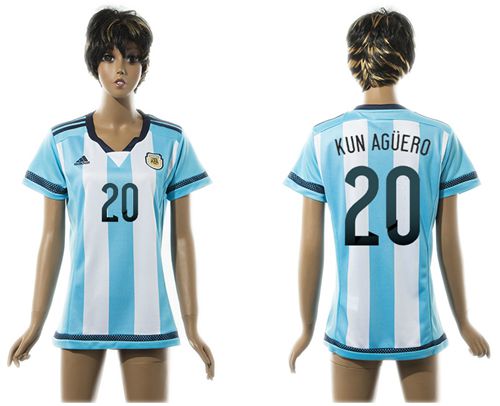 Women's Argentina #20 Kun Aguero Home Soccer Country Jersey