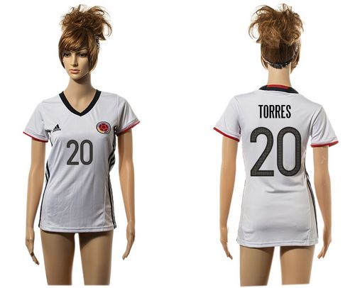 Women's Colombia #20 Torres Away Soccer Country Jersey