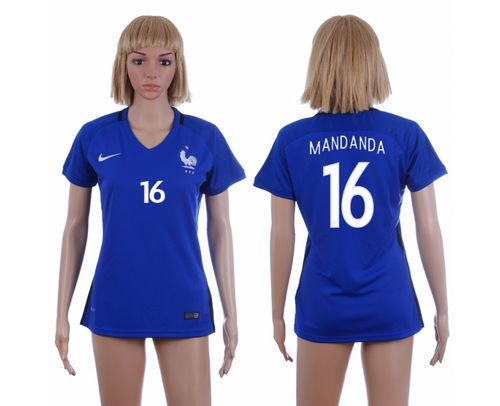 Women's France #16 Mandanda Home Soccer Country Jersey