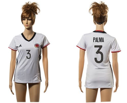 Women's Colombia #3 Palma Away Soccer Country Jersey