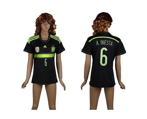 Women's Spain #6 A.Iniesta Away Soccer Country Jersey