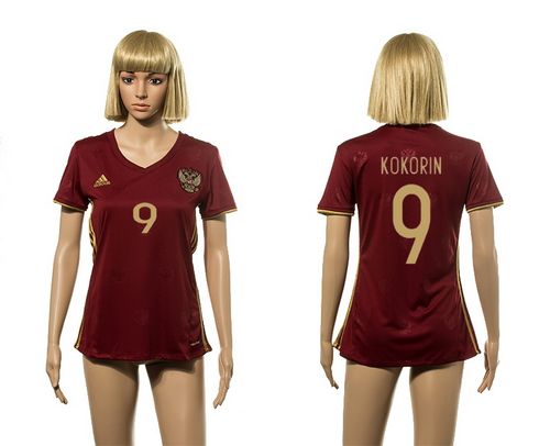Women's Russia #9 Kokorin Red Home Soccer Country Jersey
