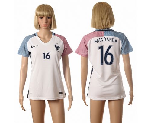 Women's France #16 Mandanda Away Soccer Country Jersey