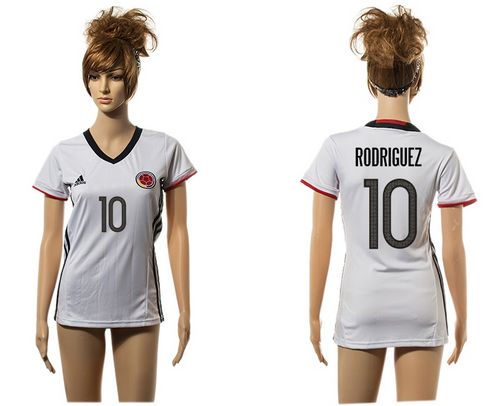 Women's Colombia #10 Rodriguez Away Soccer Country Jersey