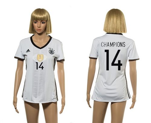 Women's Germany #14 Champions White Home Soccer Country Jersey