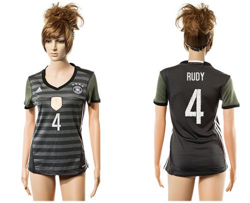 Women's Germany #4 Rudy Away Soccer Country Jersey