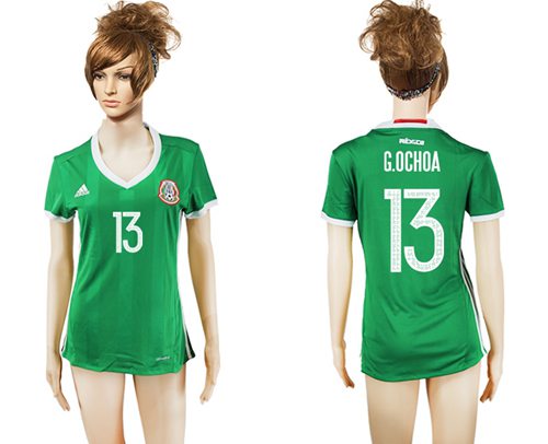 Women's Mexico #13 G.Ochoa Home Soccer Country Jersey