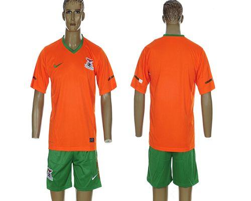 Zambia Blank 2012/2013 Orange Home Soccer Country Jersey
