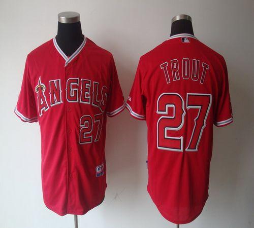 Angels of Anaheim #27 Mike Trout Red Cool Base Stitched MLB Jersey