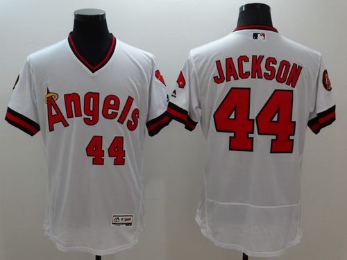 Angels of Anaheim #44 Reggie Jackson White Flexbase Authentic Collection Cooperstown  Stitched MLB Jersey