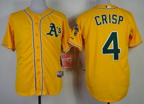 Athletics #4 Coco Crisp Yellow Cool Base Stitched MLB Jersey