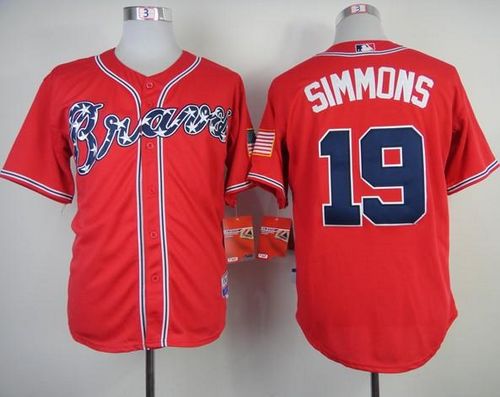 Braves #19 Andrelton Simmons Red Cool Base Stitched MLB Jersey