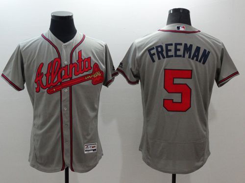 Braves #5 Freddie Freeman Grey Flexbase Authentic Collection Stitched MLB Jersey