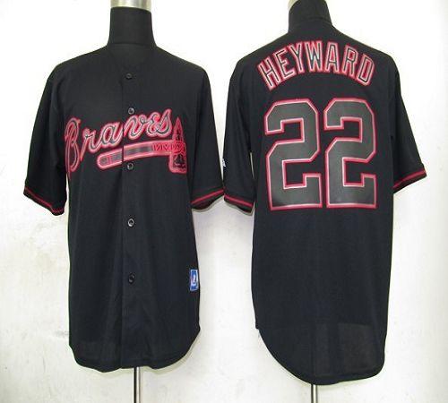 Braves #22 Jason Heyward Black Fashion Stitched MLB Jersey