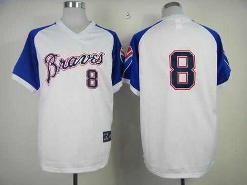 Braves #8 Justin Upton White 1974 Throwback Stitched MLB Jersey