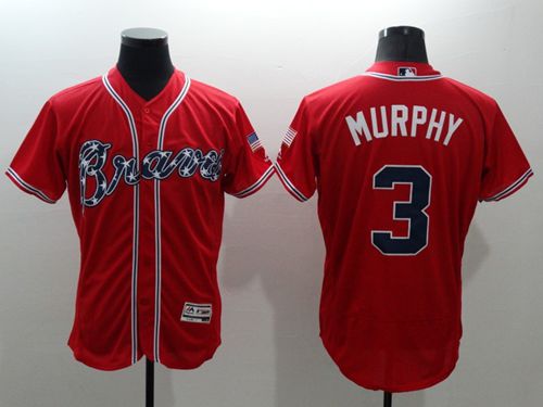 Braves #3 Dale Murphy Red Flexbase Authentic Collection Stitched MLB Jersey