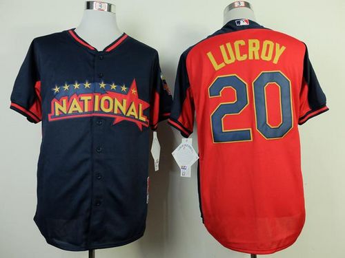 Brewers #20 Jonathan Lucroy Navy/Red National League 2014 All Star BP Stitched MLB Jersey