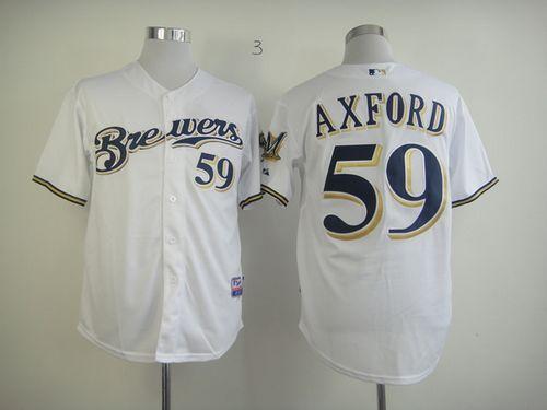 Brewers #59 John Axford White Cool Base Stitched MLB Jersey