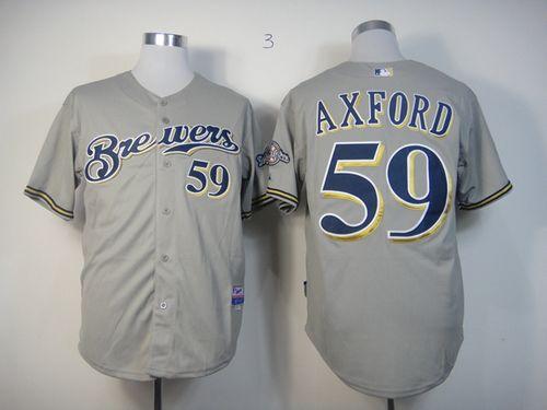 Brewers #59 John Axford Grey Cool Base Stitched MLB Jersey