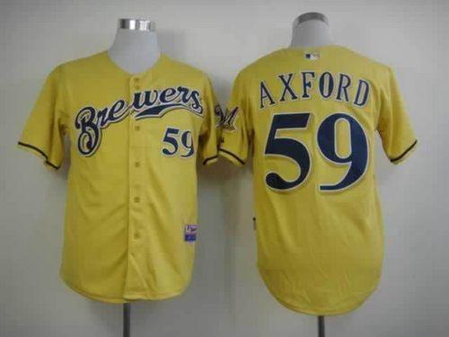 Brewers #59 John Axford Yellow Alternate Cool Base Stitched MLB Jersey
