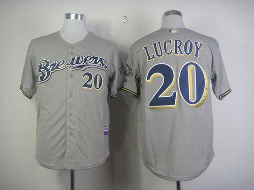 Brewers #20 Jonathan Lucroy Grey Cool Base Stitched MLB Jersey