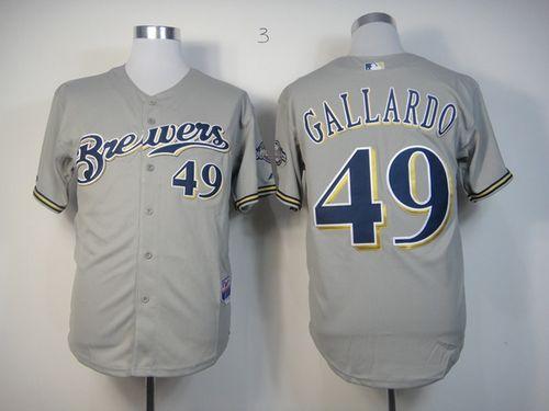 Brewers #49 Yovani Gallardo Stitched Grey MLB Jersey