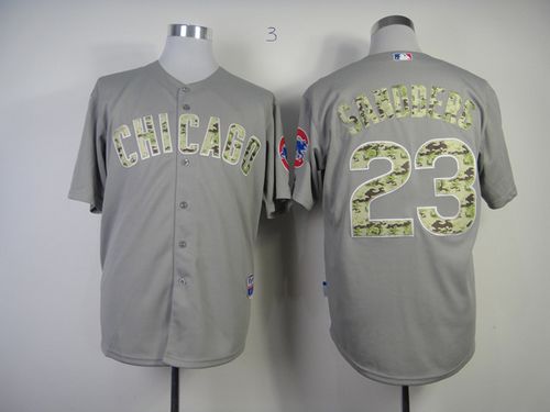 Cubs #23 Ryne Sandberg Grey USMC Cool Base Stitched MLB Jersey