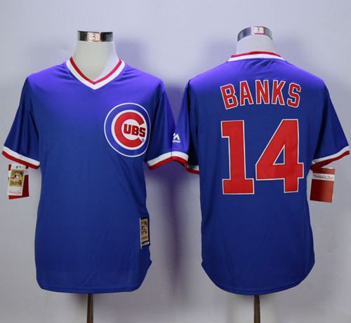 Cubs #14 Ernie Banks Blue Cooperstown Stitched MLB Jersey