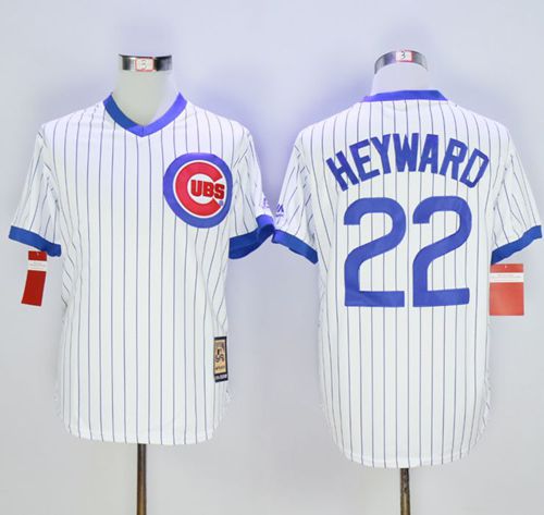 Cubs #22 Jason Heyward White Strip Home Cooperstown Stitched MLB Jersey