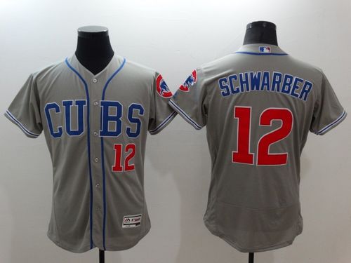 Cubs #12 Kyle Schwarber Grey Flexbase Authentic Collection Alternate Road Stitched MLB Jersey