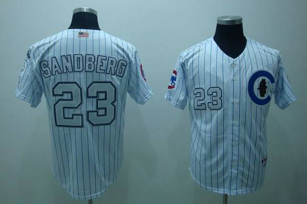 Cubs #23 Ryne Sandberg Stitched 3 Patch White MLB Jersey