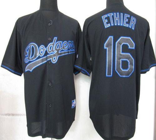 Dodgers #16 Andre Ethier Black Fashion Stitched MLB Jersey