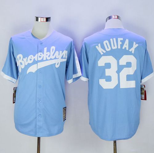 Mitchell And Ness Dodgers #32 Sandy Koufax Light Blue Throwback Stitched MLB Jersey