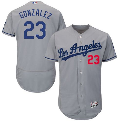 Dodgers #23 Adrian Gonzalez Grey Flexbase Authentic Collection Stitched MLB Jersey