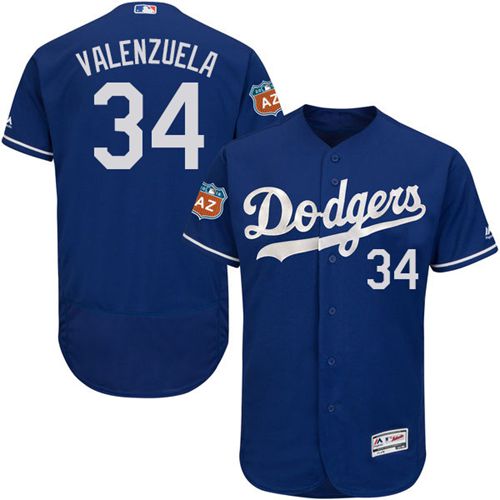 Dodgers #34 Fernando Valenzuela Blue Flexbase Authentic Collection Stitched MLB Jersey