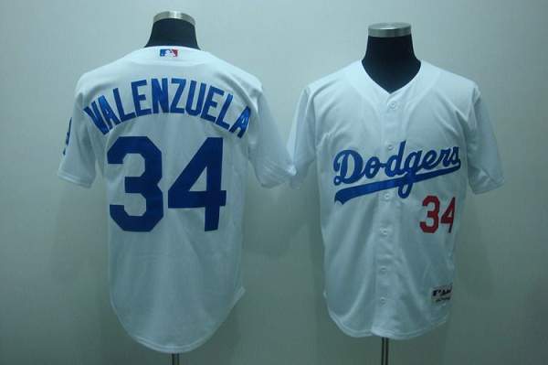 Dodgers #34 Fernando Valenzuela Stitched White MLB Jersey