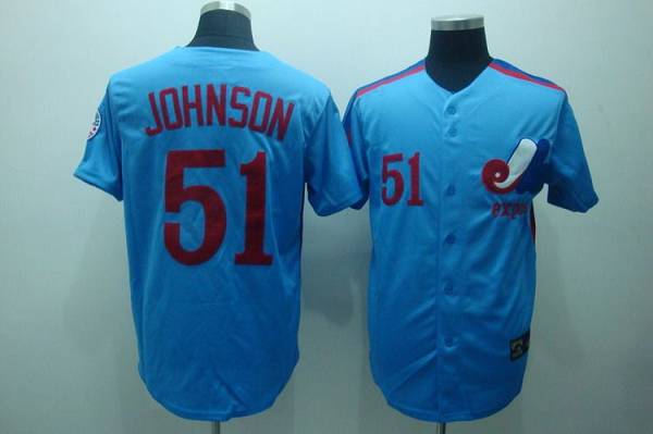 Mitchell and Ness Expos #51 Randy Johnson Blue Stitched Throwback MLB Jersey