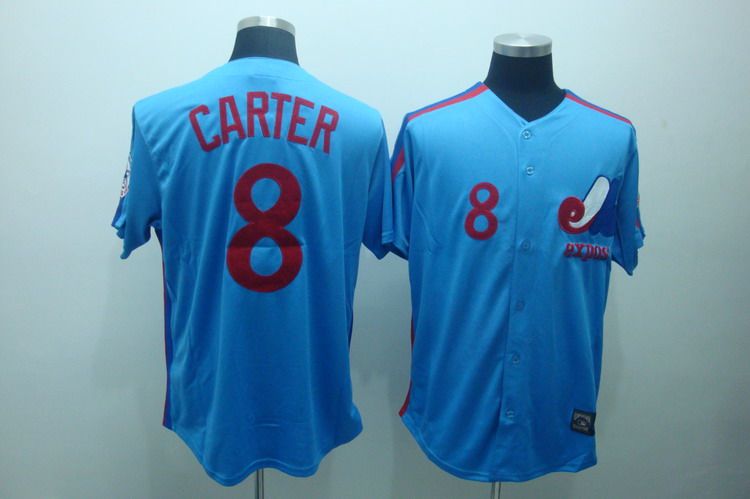 Mitchell and Ness Expos #8 Gary Carter Blue Stitched Throwback MLB Jersey