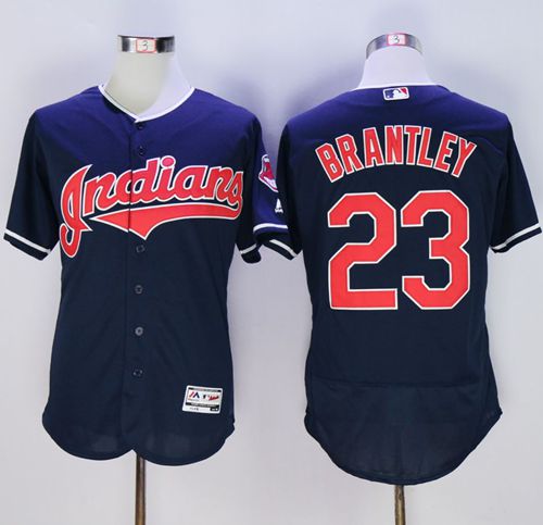 Indians #23 Michael Brantley Navy Blue Flexbase Authentic Collection Stitched MLB Jersey