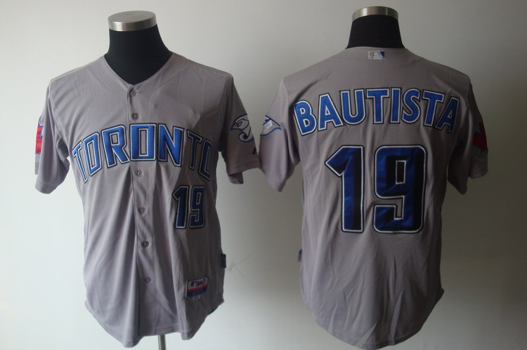 Blue Jays #19 Jose Bautista Grey Cool Base Stitched MLB Jersey