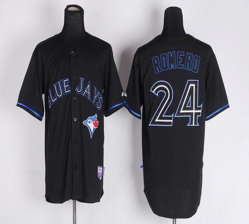 Blue Jays #24 Ricky Romero Black Fashion Stitched MLB Jersey
