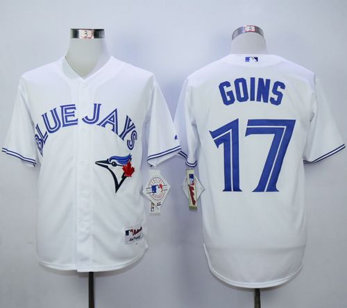 Blue Jays #17 Ryan Goins White Cool Base Stitched MLB Jersey