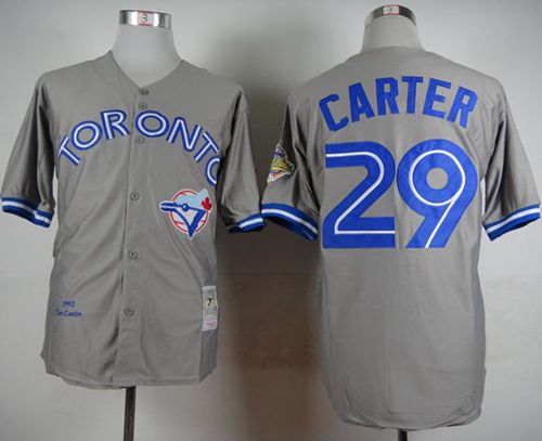 Mitchell And Ness 1992 Blue Jays #29 Joe Carter Grey Stitched MLB Throwback Jersey