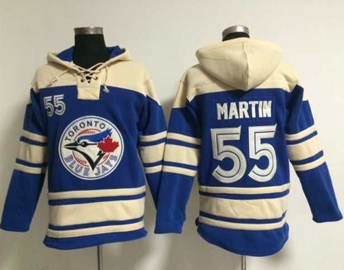 Blue Jays #55 Russell Martin Blue Sawyer Hooded Sweatshirt MLB Hoodie